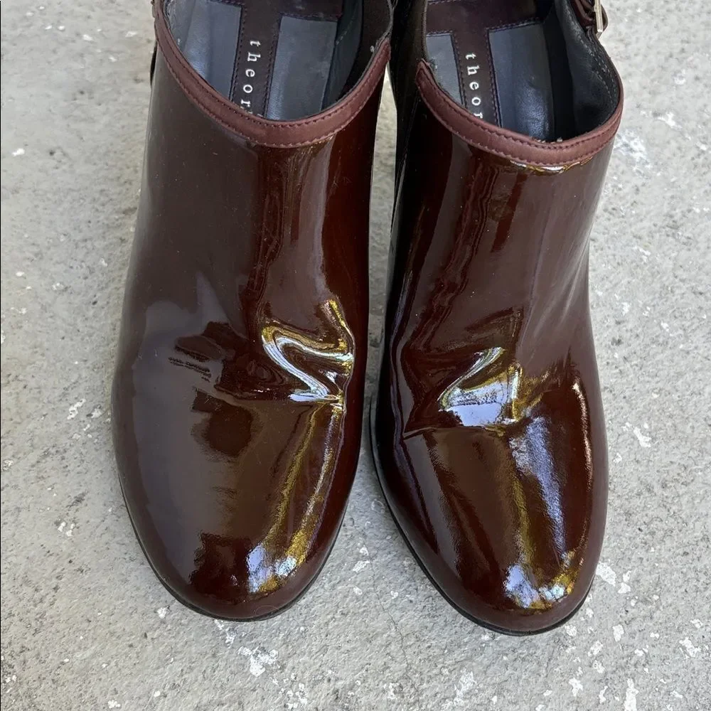 Theory patent leather booties